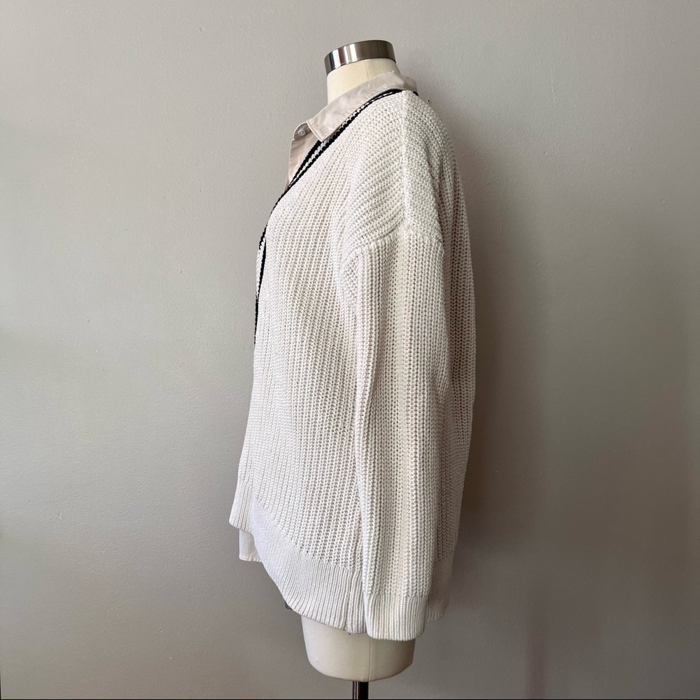 H&M V-neck cable knit sweater • black and white • Size S - Picture 3 of 11